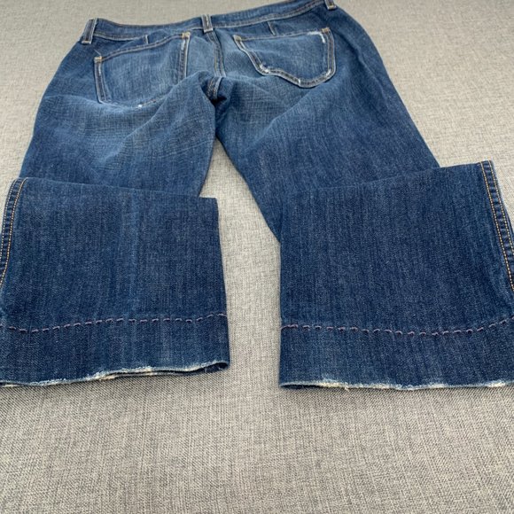 Old Navy Ultra Low‎ Rise Slim Boot Jeans 100% Cotton Size 6 Distressed Button - Picture 11 of 15